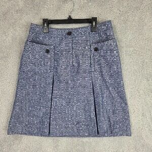 Derek Lam Skirt Women's 10 Blue Pleats Pockets Organic Cotton for Design Nation